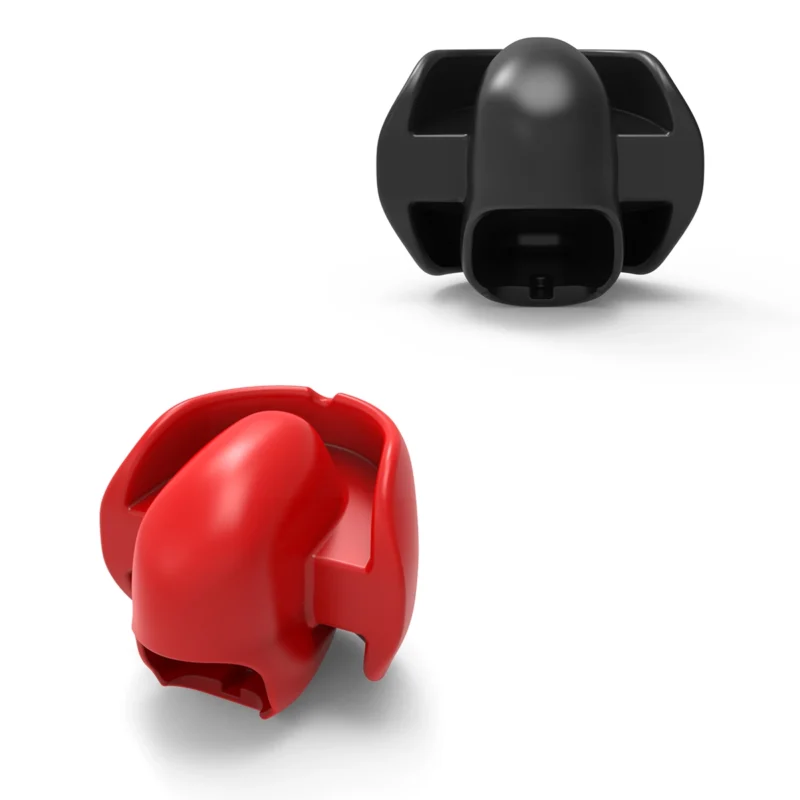 Black and red Tongue Control Gags side by side, showing color options and full design