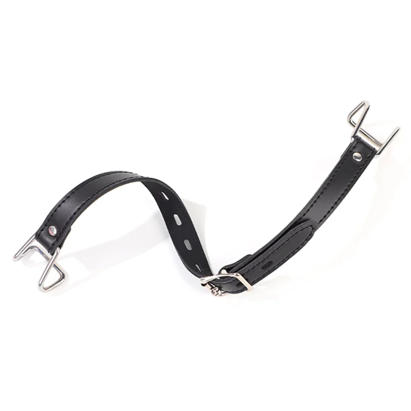 Close-up showing flexibility and softness of PU leather straps on mouth hook gag