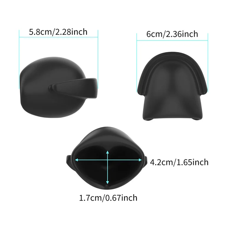 Three-angle size diagram of tongue control gag for reference