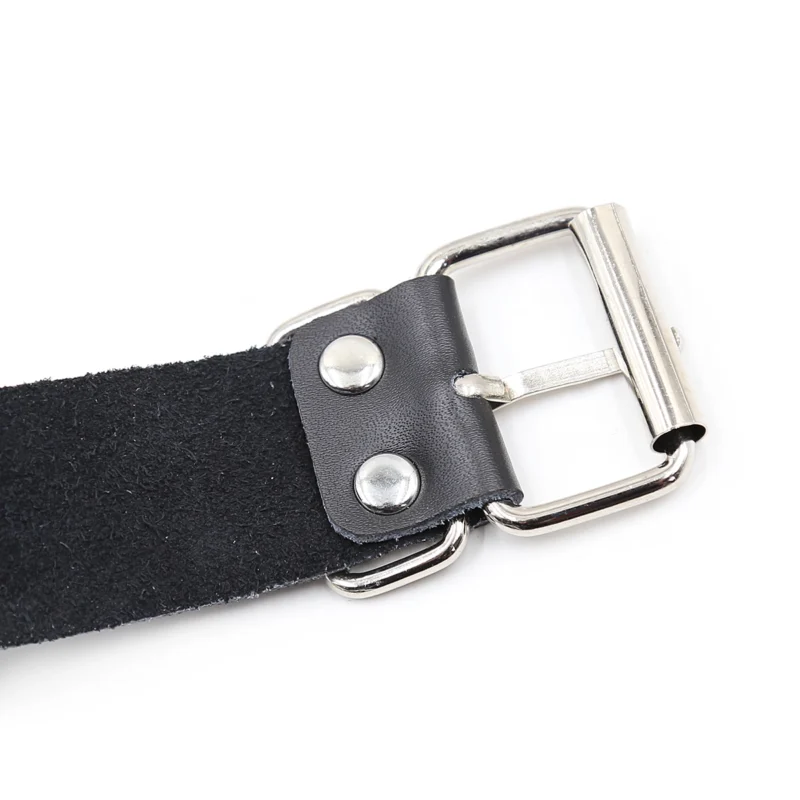 leather strap reverse side detail showing genuine leather fiber texture