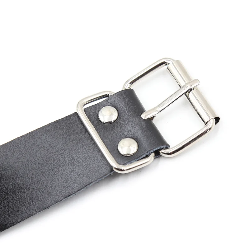 genuine leather strap surface detail with metal hardware