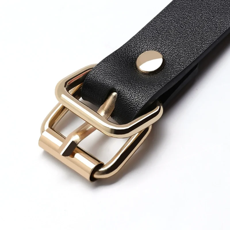 Detailed view of PU leather strap hardware on the Bone Shaped Mouth Gag
