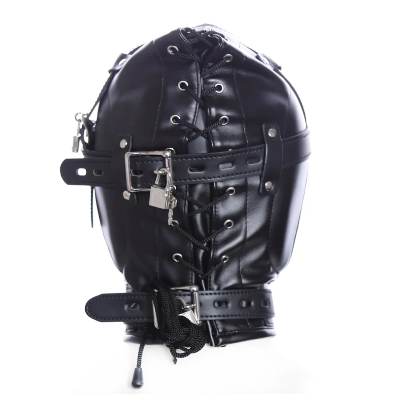 Matte back view of Mascara Ciega Open Gag showing nylon straps and lock details