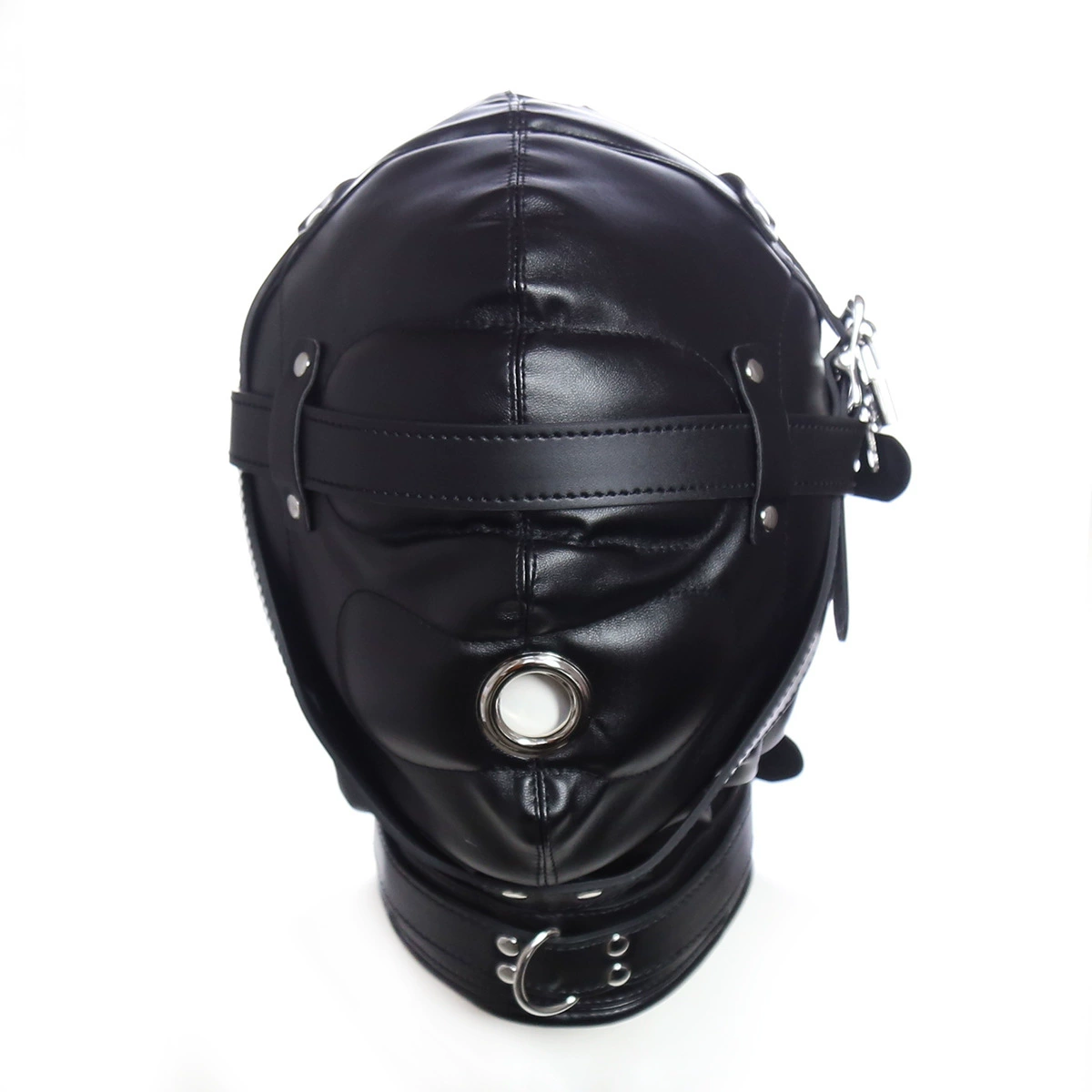Matte front view of Mascara Ciega Open Gag showing open mask and gag design