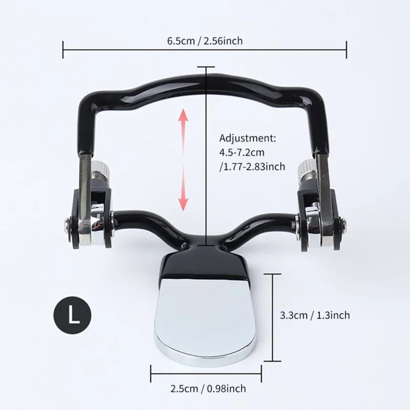 Size L metal open mouth gag with dimensions for precise mouth opening control