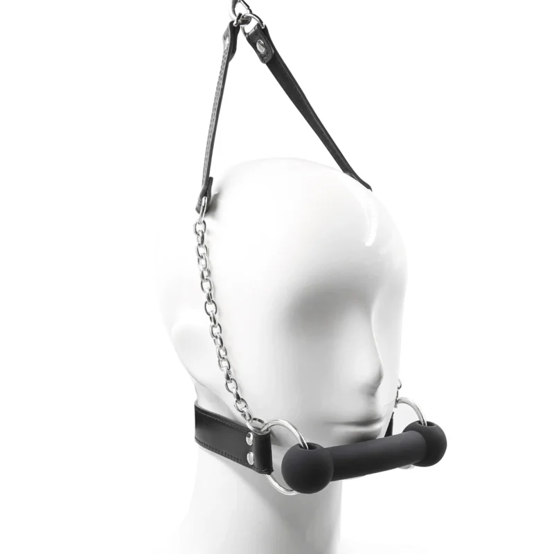 Different usage method of bit Gag With Leash shown on model
